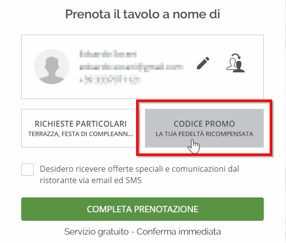 codice promo the fork